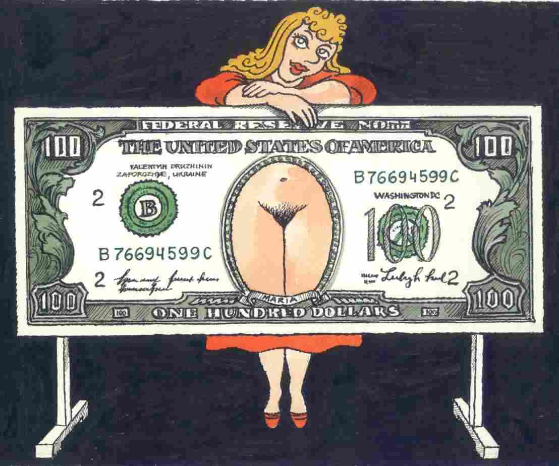 Ukraine cartoon, US dollar & girl